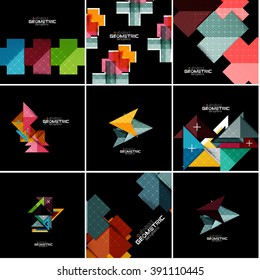 Juego de banners geométricos vectoriales - elementos de estilo de papel para diseños de infografía, de negocios o web, etiquetas