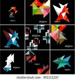 Vector geometrical banner set - paper style elements for infographic, business or web layouts, labels