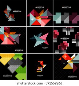 Juego de banners geométricos vectoriales - elementos de estilo de papel para diseños de infografía, de negocios o web, etiquetas