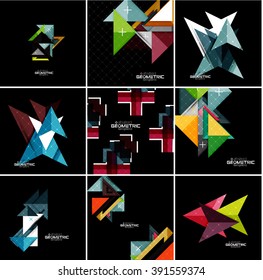 Juego de banners geométricos vectoriales - elementos de estilo de papel para diseños de infografía, de negocios o web, etiquetas