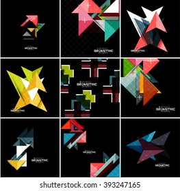 Juego de banners geométricos vectoriales - elementos de estilo de papel para diseños de infografía, de negocios o web, etiquetas
