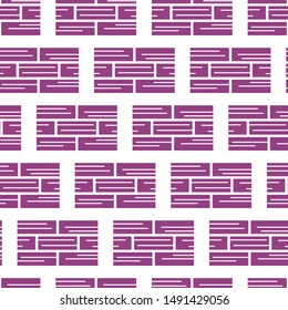 Vector geometrical brick horizontal stripes seamless pattern background in purple color. Perfect use for fabric, giftwrap, wallpaper, packaging projects etc.