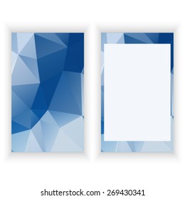 Vector geometrical cards with triangles in blue colors