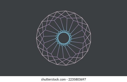 Vector geometrical circle icon illustration isolated on gray background