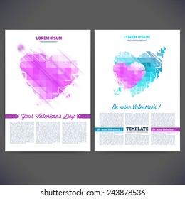 Vector geometrical composition of hearts on Valentine's Day, template design, brochure, web sites, page, leaflet, text separately. 