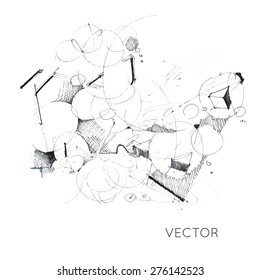Vector geometrical design sketch. Sketching