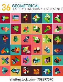 Vector geometrical flat style geometric banner templates, infographics layouts