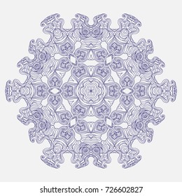 Vector geometrical and flower round Mandala. Oriental pattern, vector illustration. Geometric, flower and national motives. Coloring book page. Authentic geometric and doodle circle mandala pattern