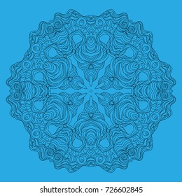 Vector geometrical and flower round Mandala. Oriental pattern, vector illustration. Geometric, flower and national motives. Coloring book page. Authentic geometric and doodle circle mandala pattern