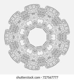 Vector geometrical and flower round Mandala. Oriental pattern, vector illustration. Geometric, flower and national motives. Coloring book page. Authentic geometric and doodle circle mandala pattern