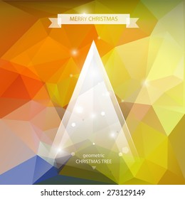 vector geometrical image of a christmas tree on a polygonal background