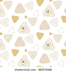 Vector geometrical pattern with outlined rounded triangles, light brown triangles on white background. Abstract seamless pattern, Geometric pattern for modern fashion, design, prints, textile, cloth.