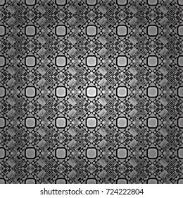 Vector geometrical seamless ornament. Seamless pattern in gray, black and white colors. Vector background with tiles and rhombus.
