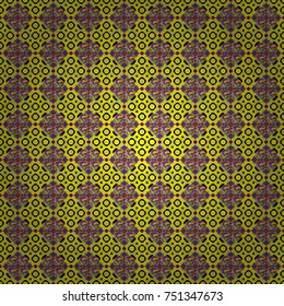 Vector geometrical seamless ornament. Seamless pattern in yellow, black and neutral colors. Vector background with tiles and rhombus.