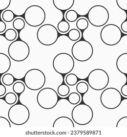 Vector geometrical seamless vector pattern with circles connected to each other. Repeating smooth shapes pattern. Black and white vector background. Vector abstract background.