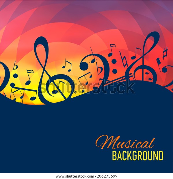 Vector Geometrical Yellow Background Music Notes Stock Vector (Royalty Free) 206275699