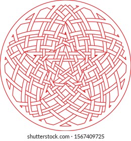 Vector Geometry Art Deco & Floral Pentagram Ornament 