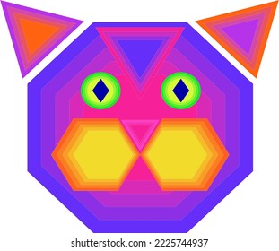 Vector geometry. A cat drawn with geometric shapes. For print and web.