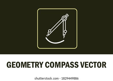 Vector of geometry compass isolated on dark background. For designer.