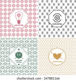 Vector geometry line, seamless patterns. For logos and labels.
