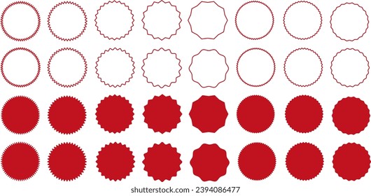 vector geometry ninegonal, decagonal, 11agonal, dodecagonal broken line in red color