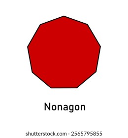 Vector geometry nonagon icon on white background