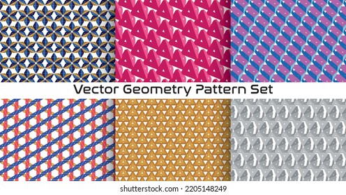 Vector Geometry Pattern set. Colorful innovative pattern backround. Abstract geometric texture design. Vector illustration. White is transparent