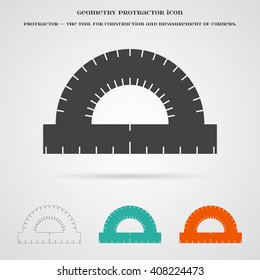 Vector Geometry Protractor Ruler Icon. 