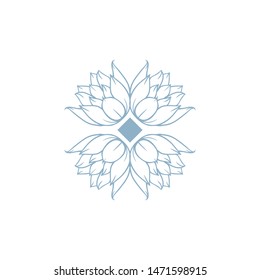 Vector Geometry and Water Lilies Lineart placement print.