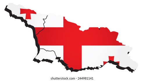 Vector Georgia administrative map with flag