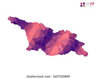 Vector of Georgia map colorful polygon red triangle mosaic with white background. style gradient.