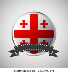 Vector Georgia Round Flag Banner Vector Illustration