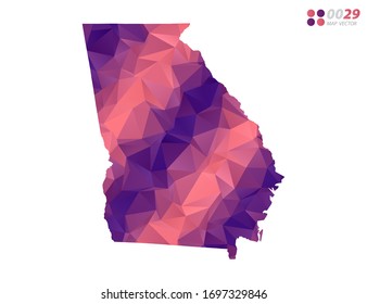 Vector of Georgia (USA) map colorful polygon red triangle mosaic with white background. style gradient.