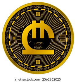 Vector of Georgian lari Digital Currency in gold and black colors on a white background.