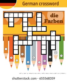 Vector german crossword, education game for children about colors