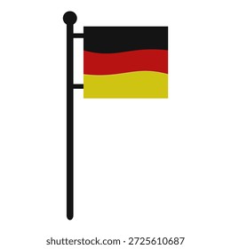 Vector German flag with pole on white background