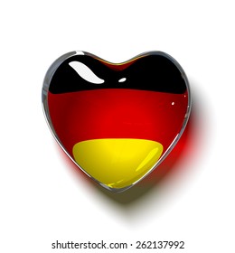Vector. German heart. Glass heart with flag of Germany inside. isolated on white background.