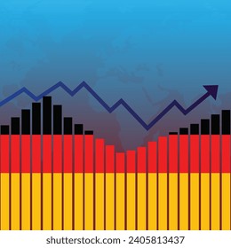 Vector Germany bar chart graph country statistics concept german flag on graph