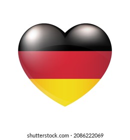 Vector Germany Flag Heart icon. German glossy emblem. Country love symbol. Isolated illustration eps10