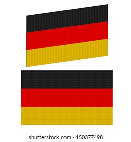 Vector Germany flag of square blocks under plastic. Central projection and isometric.