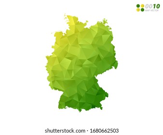 Vector Germany map green and yellow polygon triangle mosaic with white background. style gradient.
