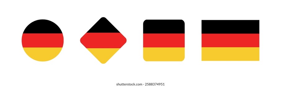 
Vector Germany National Flag icon collection. Flag set of Germany various styles.