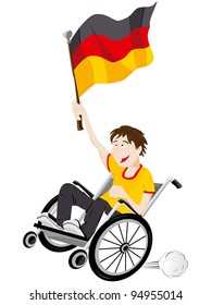 Vector - Germany Sport Fan Supporter on Wheelchair with Flag