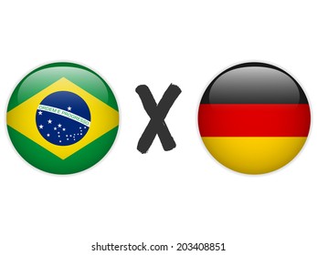 Vector - Germany versus Brazil Flag Soccer Game