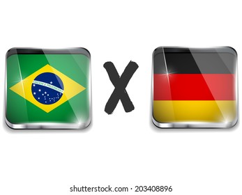 Vector - Germany versus Brazil Flag Soccer Game