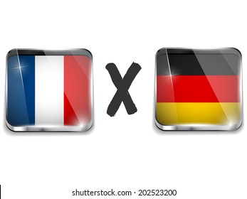 Vector - Germany versus France Flag Soccer Game