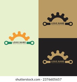 vector gerr and workshop tools icon logo. Abstract in simple flat illustration style. good for companies, industry, business, repair, maintenance.