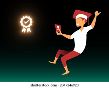 Vector get diploma in gradient style