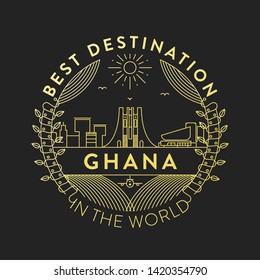 Vector Ghana City Badge, Linear Style