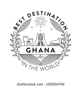 Vector Ghana City Badge, Linear Style